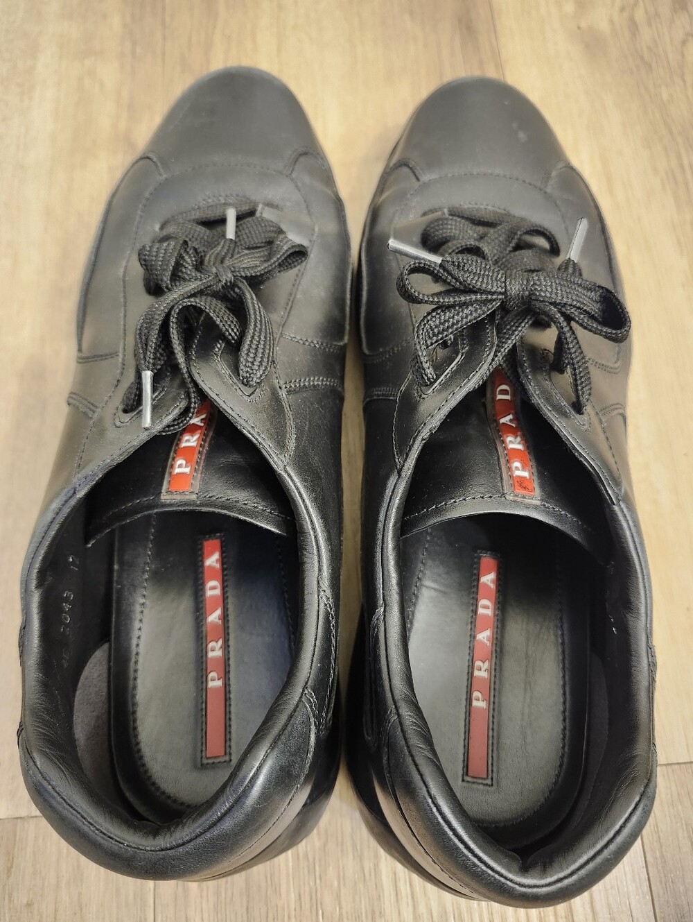 Prada America's Cup Black Nappa Leather Men's Sneakers Size 12 - Picture 2 of 8